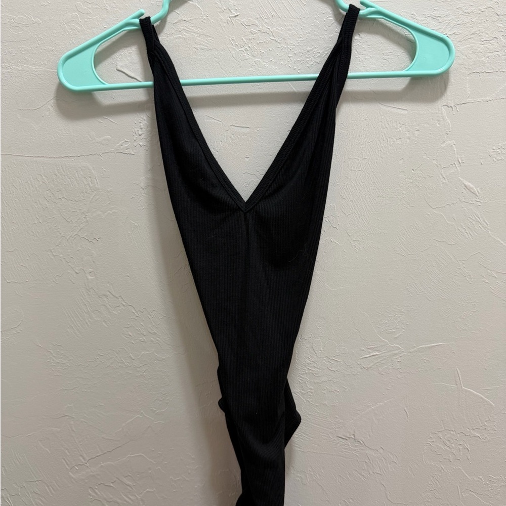 Blue Life Elegant Black V-Neck Bodysuit
